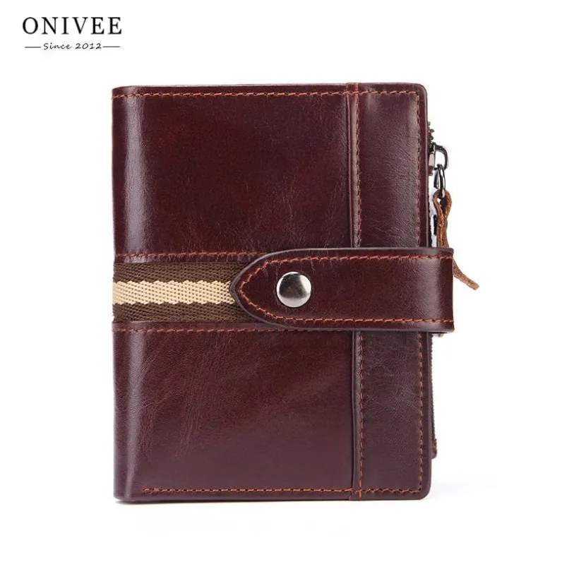 ONIVEE, nueva cartera delgada de cuero genuino para hombre, funda de piel de vaca, monedero pequeño para hombre, Walets multifuncionales Creditid 282M