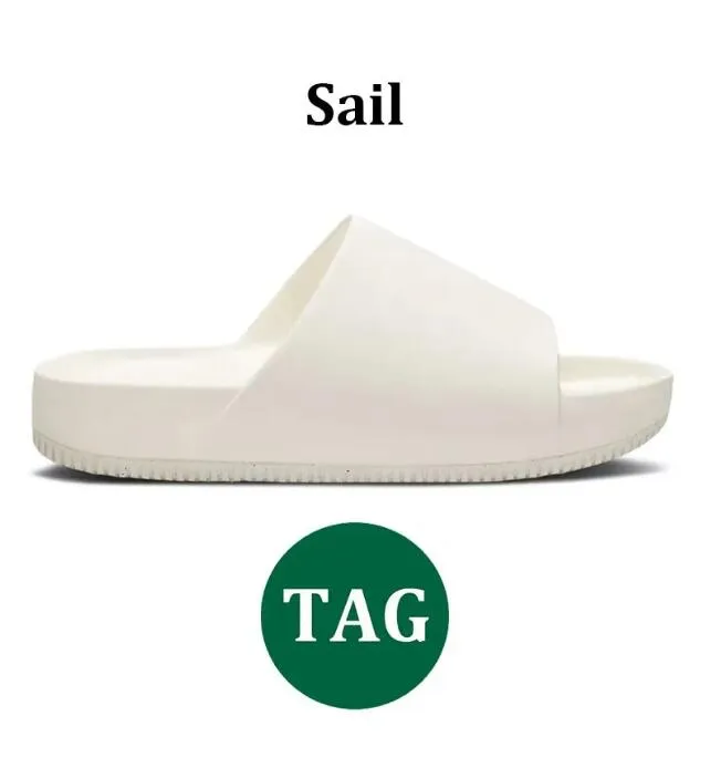 Ny säsong Calm Slide Designer tofflor Män Kvinnor Designers Slides Black Sail Geode Teal Jade Ice Sesame Womens Mens Designer Sandaler