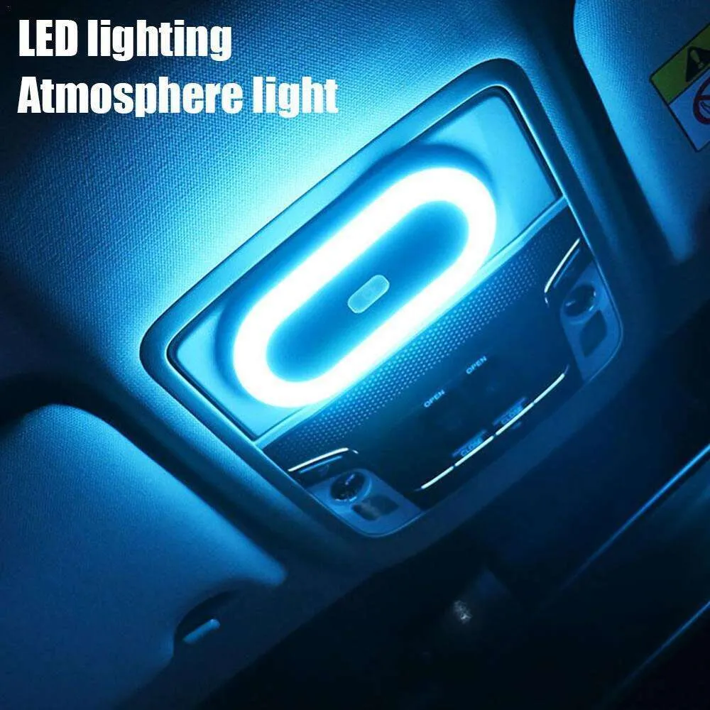 New Car Headlights Universal Car Interior Reading Light Roof Dome Lamp USB Charging Yellow Ice Blue Atmosphere Night Lamp Auto Interior Accessories