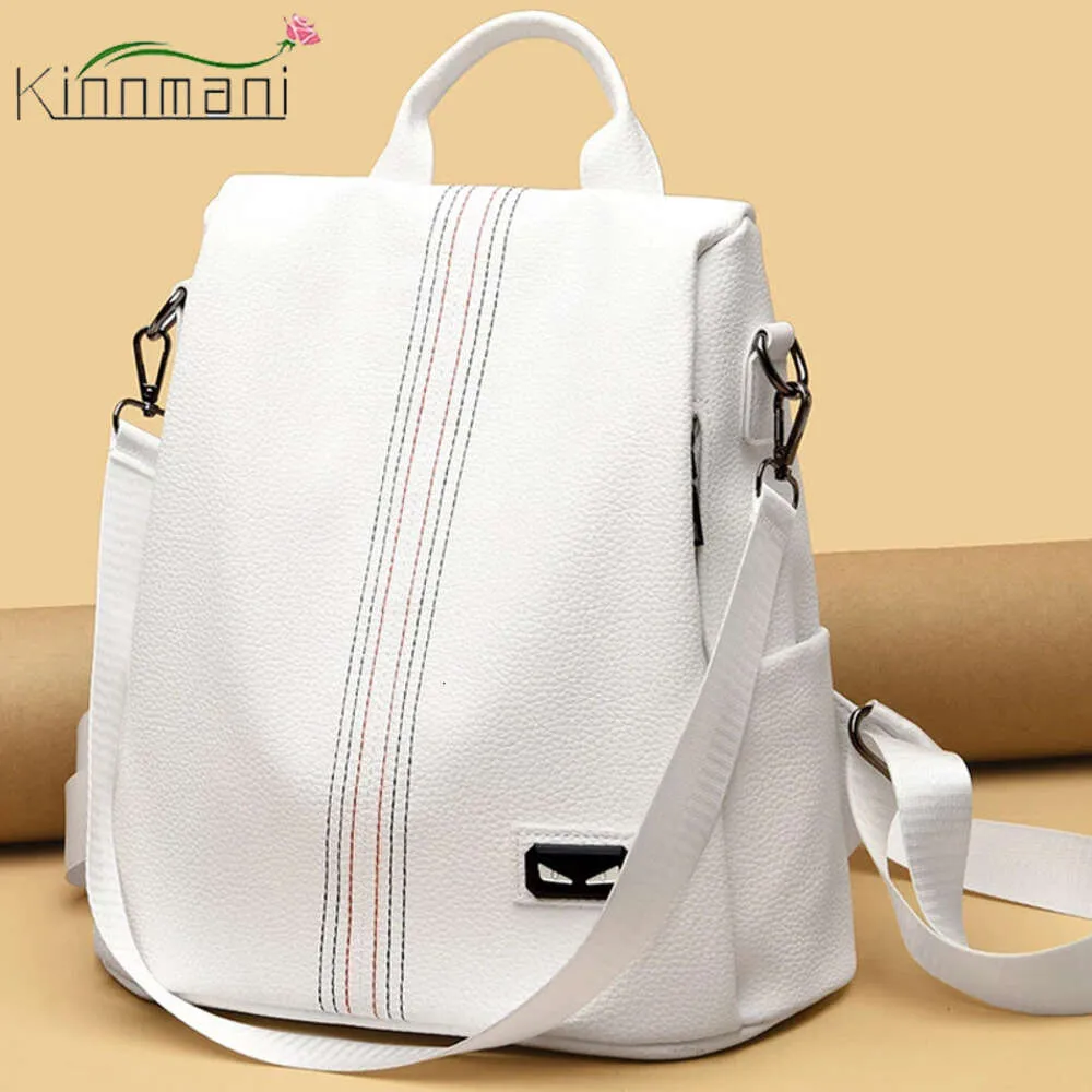 2022 White Bags for Women White PU Leather Backpack for Women Travel Backpacks School Bags for Teenage Girls Fashion Rucksacks