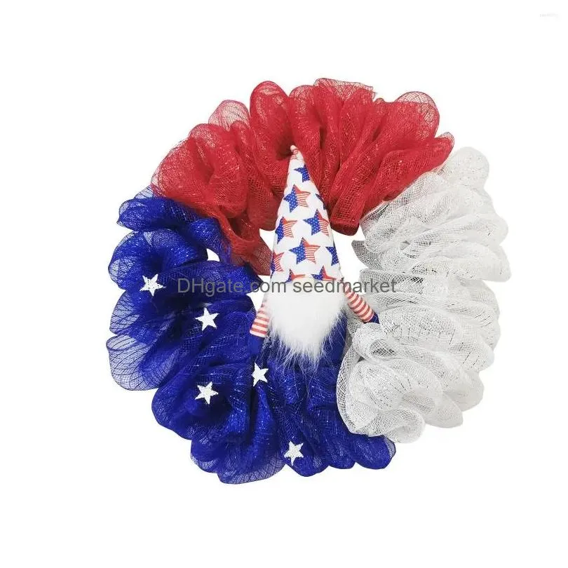 Dekorativa blommor kransar USA Independence Day Wreath Patriotic Decor Special Supplies for Party Drop Delivery Home Garden Festive Dh427