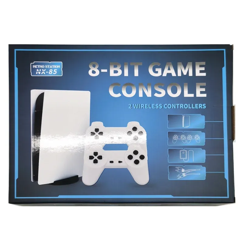 Consoles 2022 Nieuwe NX85 P5 8bit Classic TV Game Station Av Out Double Wireless Controller omvatten 1280 games