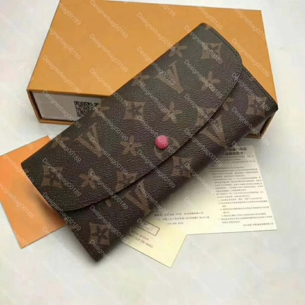 Diseñador mujer billetera mujer monedero caja original billeteras titular de la tarjeta flor número de serie código de fecha fashion229m