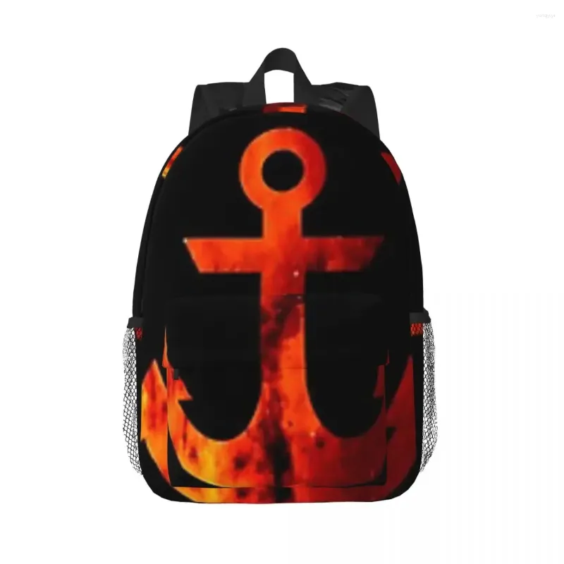 Red Space Nautical Anchor Backpack Spacious Laptop & Bookbag For Boys