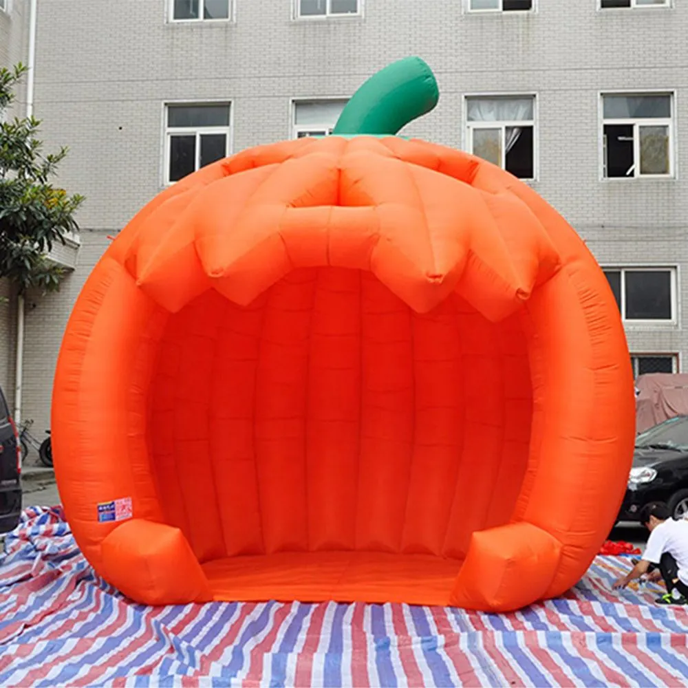 Tenda da palcoscenico arancione a forma di zucca gonfiabile personalizzata per pubblicità esterna all'ingrosso da 6 mH 19,7 piedi per la decorazione di Halloween