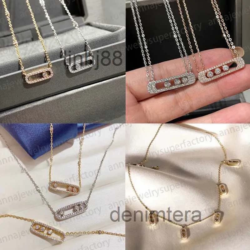 Pendant Necklaces Designer Messikas for Women S Sier Rose Gold Geometric Sliding Three Diamond Good Quality Jewelry Necklace Gift Dggn DZRV