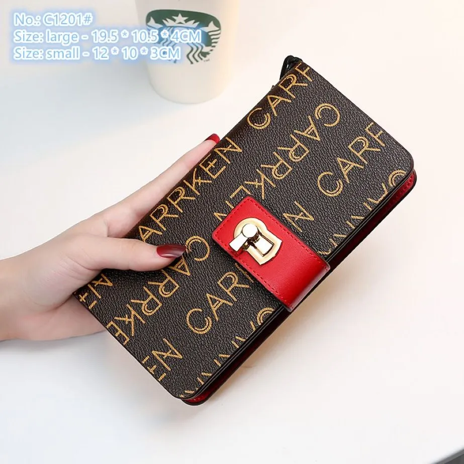 Factory whole ladies shoulder bags 2 sizes multifunctional zipper fashion long wallet contrast leather mobile phone coin purse310q