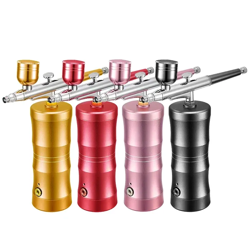 Machine Airbrush Nail With Compressor Portable Airbrush For Nails Cake Tattoo Makeup Paint Air Spray Gun Oxygen Injector Air Brush Kit