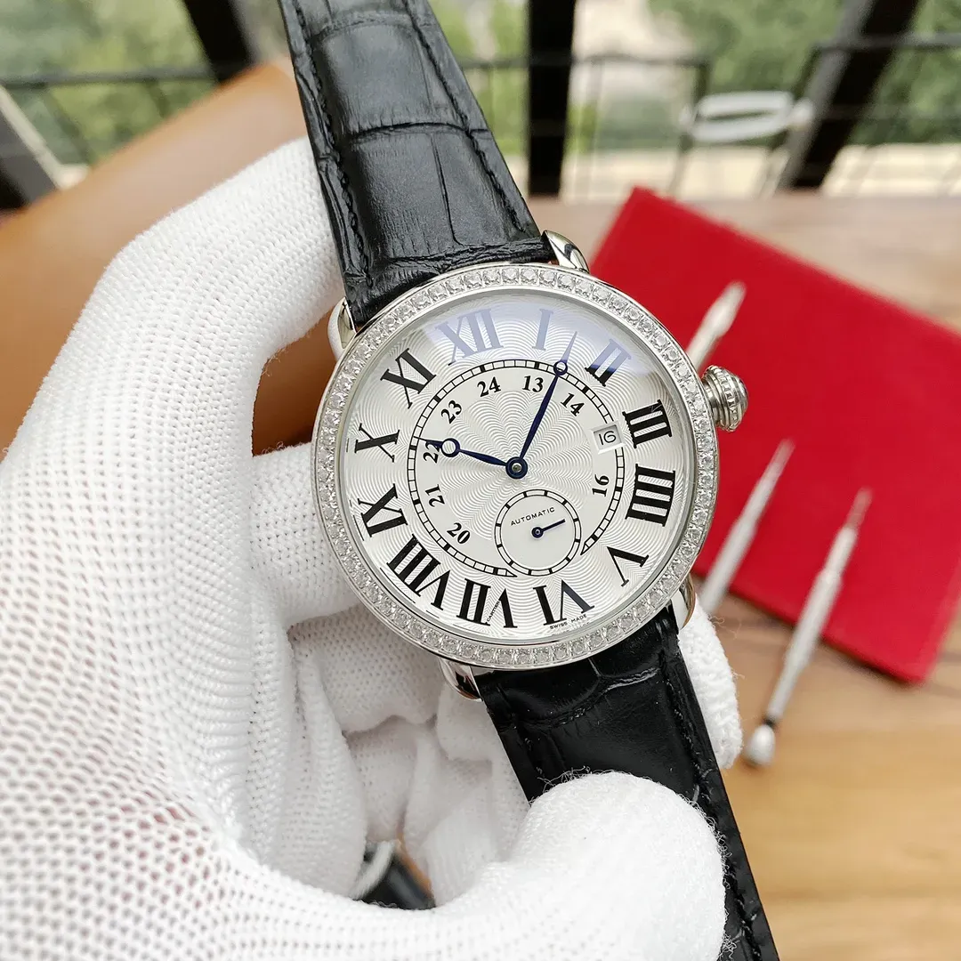 2024 Nowe rzymskie cyfry męskie Ronde de set z Diamonds zegarki mężczyzn Ceramiczna ramka klasyczna 41 mm luksusowy zbiornik zegarek automatyczny ruch mechaniczny Projektant na rękę