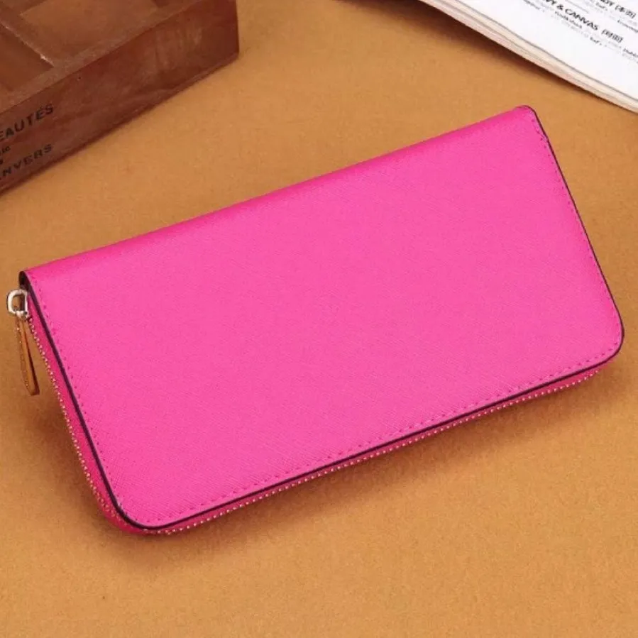 Mens designer plånbok kvinnors kreditkortshållare handgjorda pu läder rosa zip mynt lång handväska fina plånböcker designers kvinna pass228g