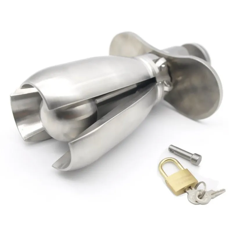 Stainless Steel Openable Stretching Anal Plug Beads with Lock Expanding Anus Butt Appliance Chastity BDSM Fetish Sex Toy533