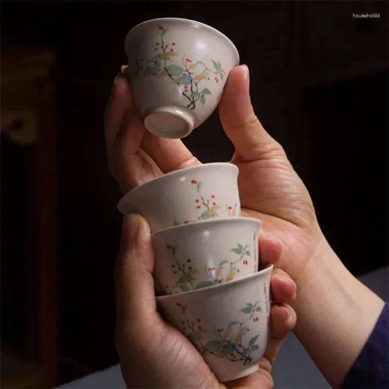 Tasses à thé en céramique de Style japonais, tasse faite à la main en cendres de plantes, tasses à thé créatives et antiques de bureau, ensemble de verres Kung Fu pour la maison, cadeaux