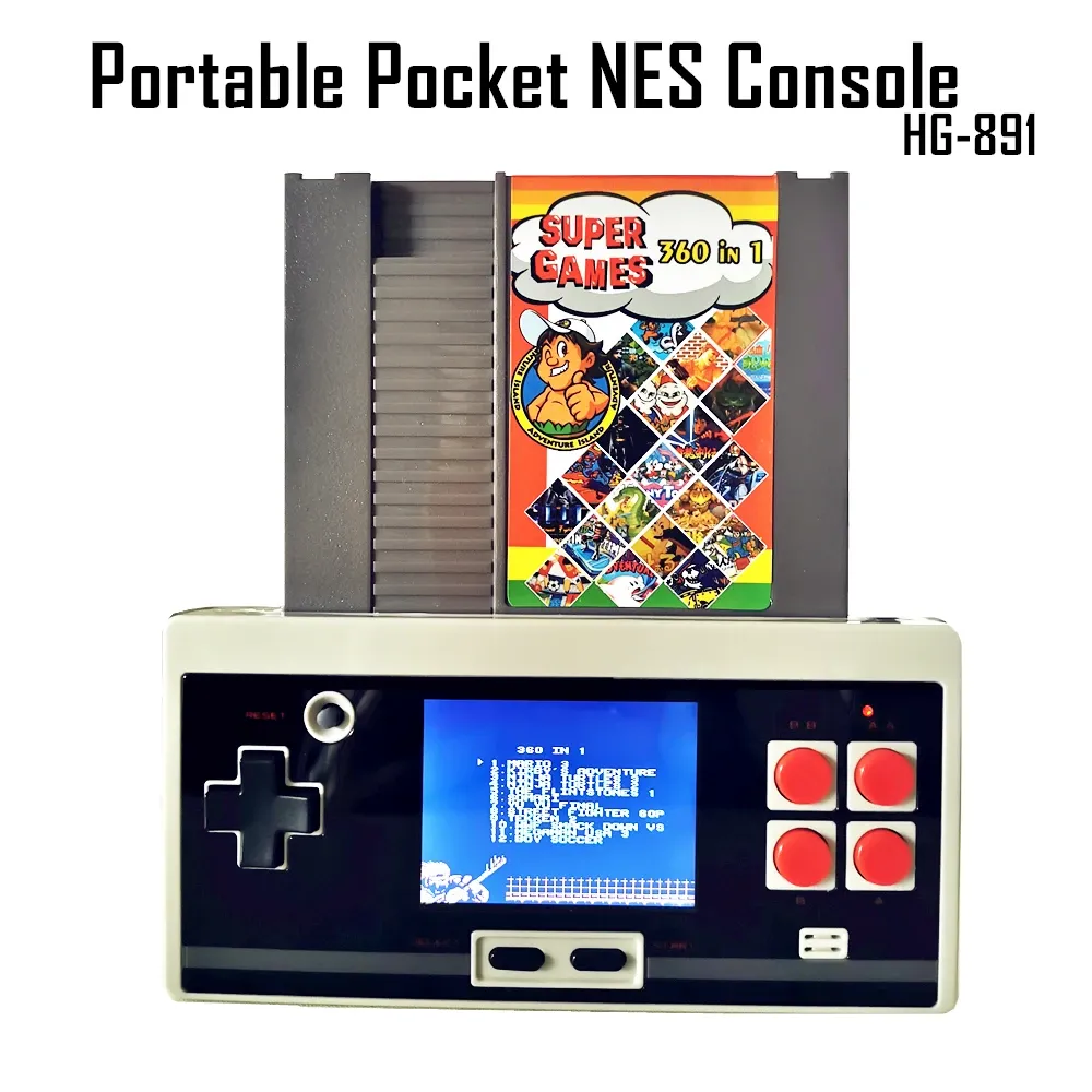 Jogadores mais novos Hamy Portable Pocket NES Retro Classic Shape Handheld Game Player Cartucho Slot para Original 72Pin Card 2.8inch Cinza