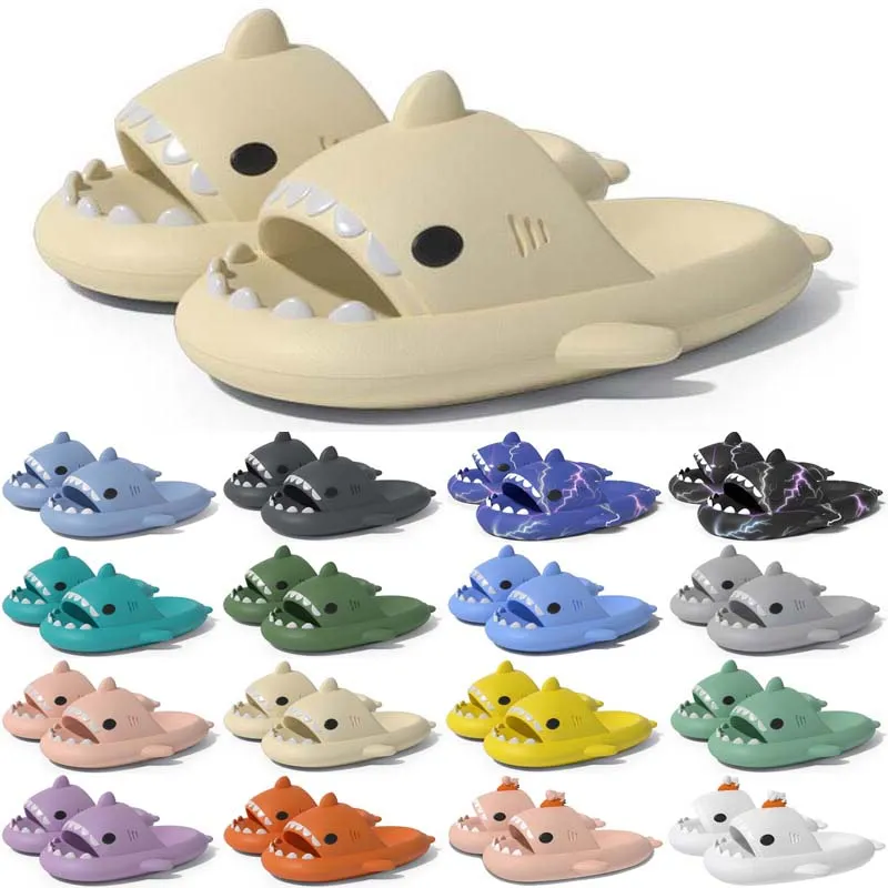 Livraison Gratuite Designer Shark Diapositives Sandale Pantoufles Sliders pour Hommes Femmes Sandales Slide Pantoufle Mules Hommes Femmes Pantoufles Formateurs Tongs Sandles Color45