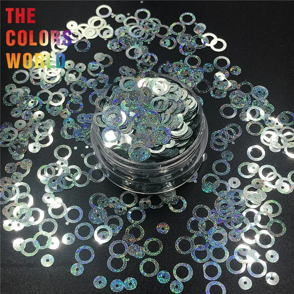 Glitter TCT318 Hollow Ring Laser Starlight 6MM Nails Glitter Nails Art Decoration Body Art Tattoo Tumblers Crafts Festival Decoration