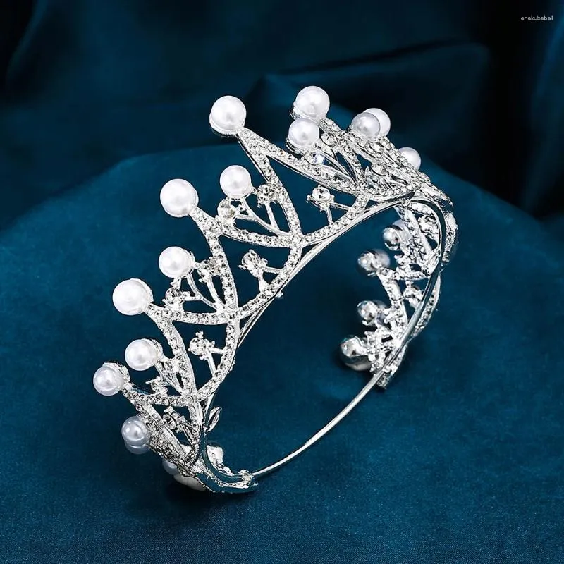 Pinces à cheveux rondes en perles et strass, diadèmes de mariée, accessoires de demoiselle d'honneur, couronne pour enfants, cadeau de fête de Festival, de bal