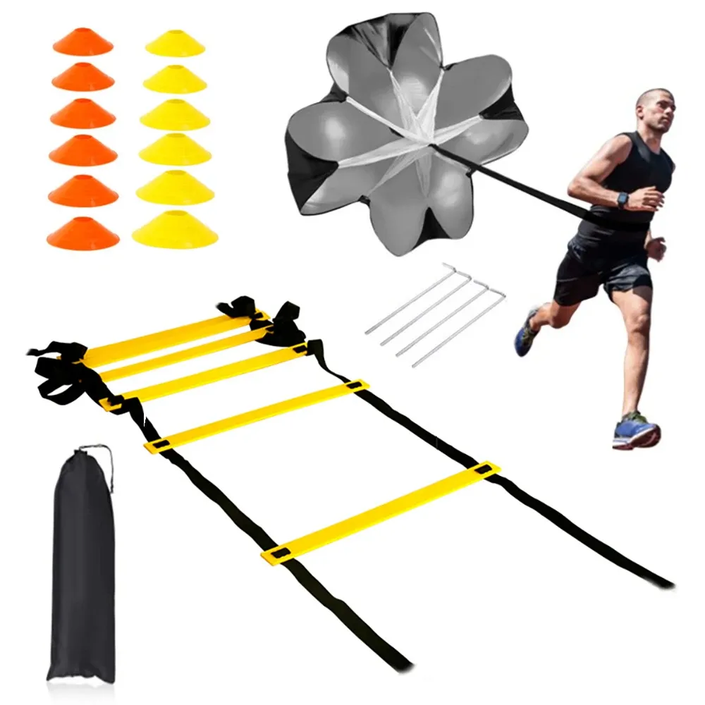 Équipement Football Training Équipement Flexibilité Agility Échelle Cone Set Soccer Speed Parachute Exerciseur Sport Obstacles Accessoires