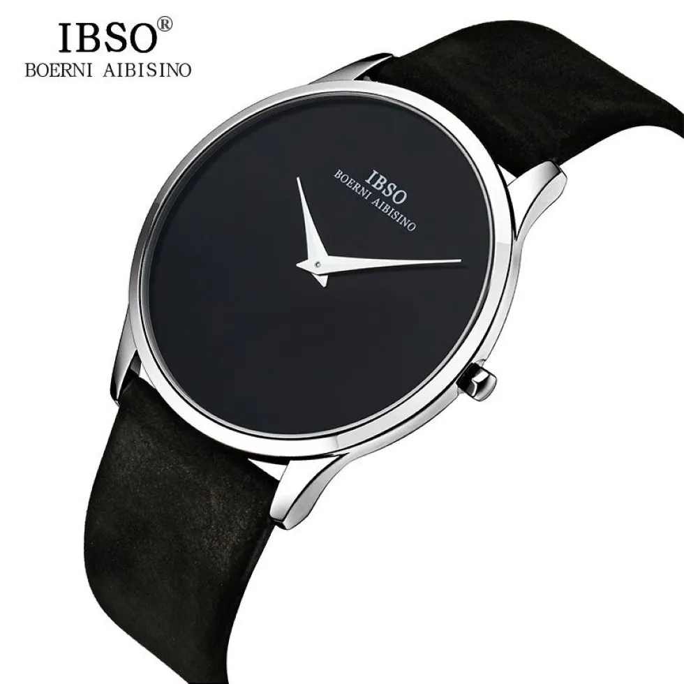 Ibso 2017 Herrenuhren Top-marke Luxus 7mm ultradünnes Zifferblatt Echtes Lederarmband Uhr Männer Mode Einfache Relogio Masculino Y1905282s