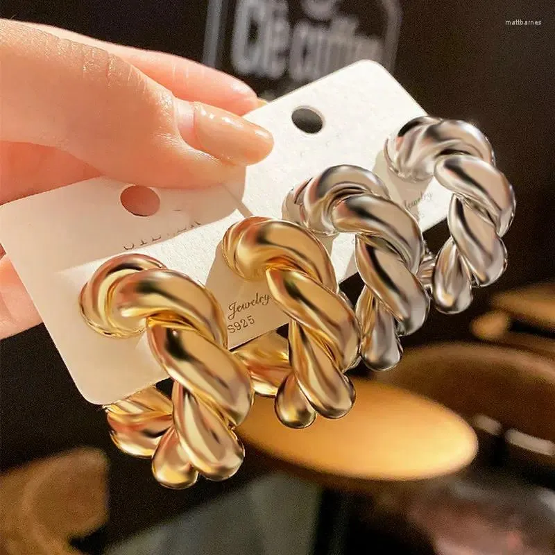 Ohrstecker Übertreiben Spirale Twist Hoop Für Frauen Punk Party Trendy Gold Farbe Silber Schmuck Pendientes