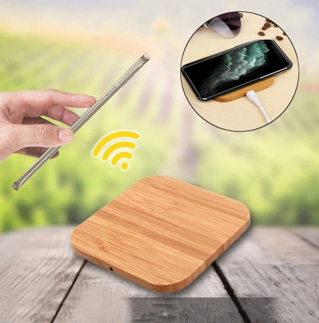 WOODED Bamboe Draadloze Oplader Hout Houten Pad Qi Snel Opladen Dock USB-kabel Tablet Voor iPhone 11 Pro Max Samsung Note10 Plus7819062