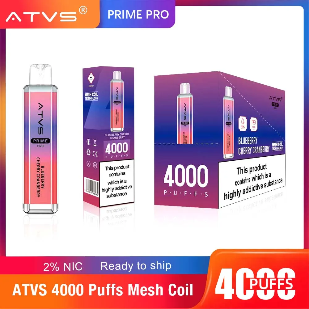 100% oryginalne E papierosowe Atvs Do dyspozycji Vape prefilled 10 ml POD 4000 PUPKS 1500 mAh Cewka z cewki Niebrzeżne z reakcji