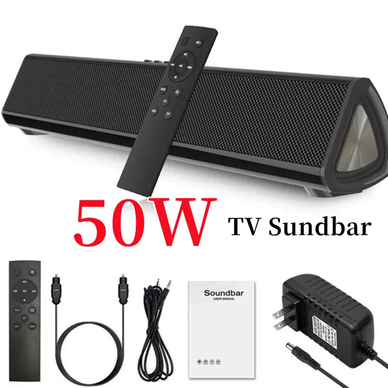 Hoparlörler 50W TV Ses Bar Kablosuz Bluetooth Hoparlör Ev Sineması Ses Sistemi 3D Stereo Surround Uzaktan kumandalı Caixa De SOM PC için