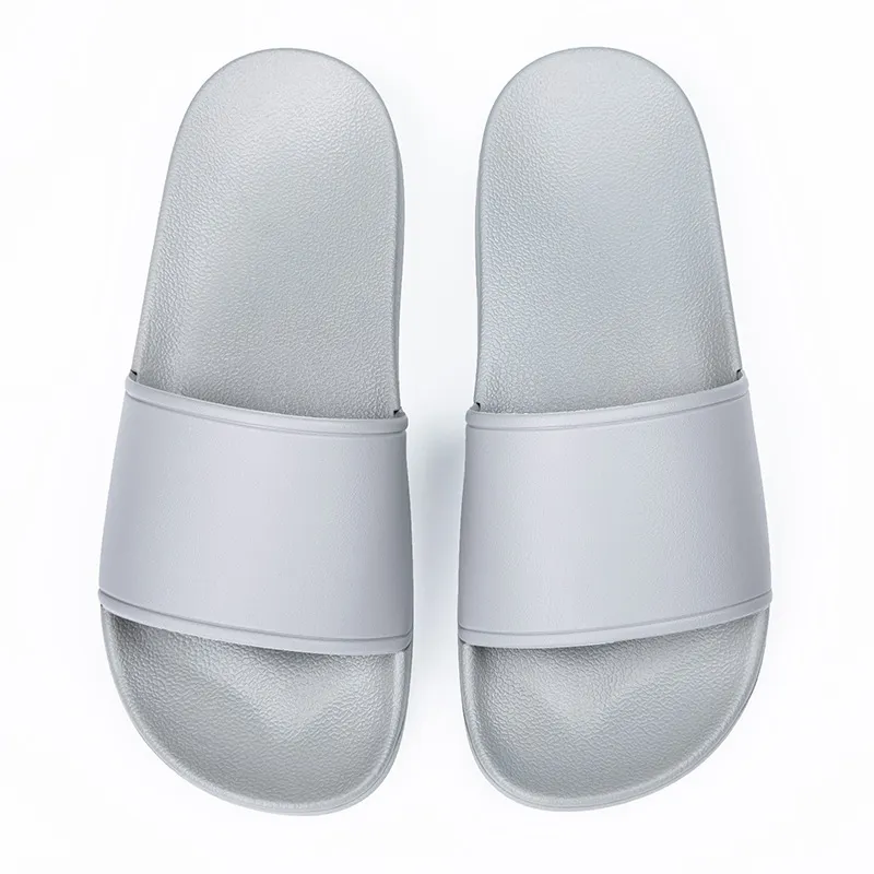 Sandales et pantoufles d'été pour hommes et femmes, en plastique, à usage domestique, plates, souples, décontractées, chaussures grises