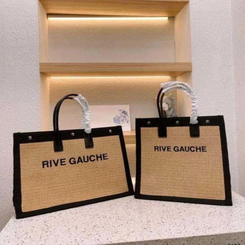 Kvinnor Trend Handbag Rive Gauche Tote Shopping Bag Handväskor Topplinne Stora strandpåsar Designer Travel Crossbody Shoulder Satchel W230C