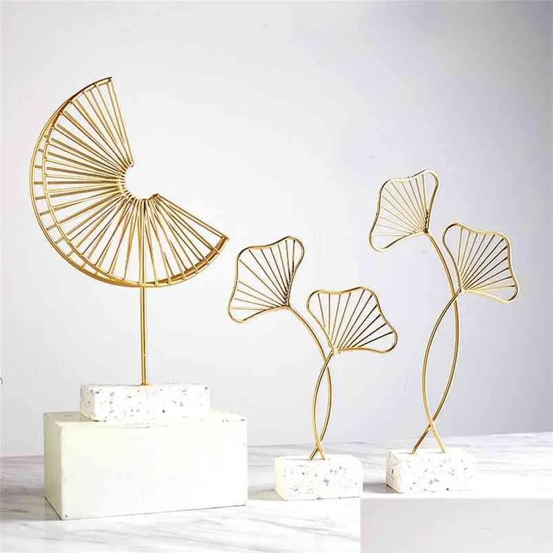 Decorative Objects Figurines Nordic Creative Modern Plant Ornament Bedroom Home Decoration Accessories For Living Room Gold Iron S Dhsme