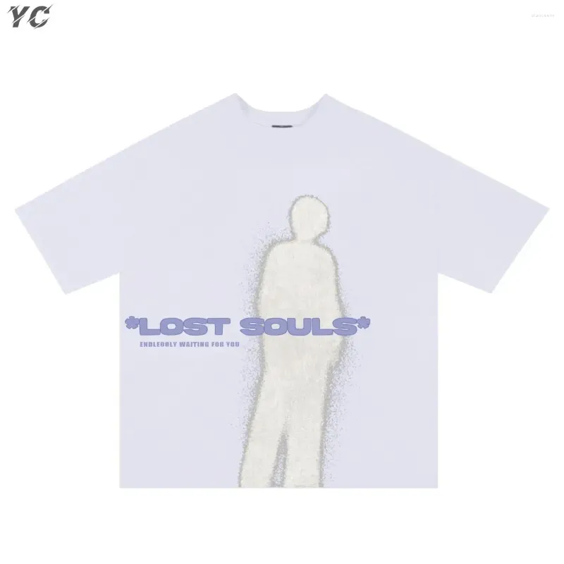 T-shirt da uomo Harajuku Y2K Gotico oversize Lost Souls Stampa estetica Camicia a maniche corte unisex in cotone Top moda Hip Hop