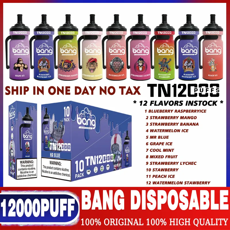 Bang Bar King TN12000 Dostęp E 12k Puffs Vape Pen 20ml Prefilled Podpełniona akumulator bateria sok sok z siatki Cewki Vapor Kulx 10000 10k