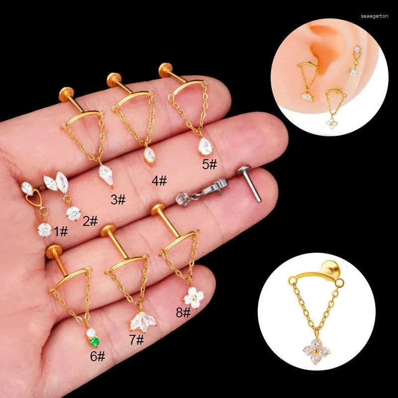 Ohrstecker 1 STÜCK G23 Titan Piercing CZ Lip Labre Anhänger Ring Tragus Spirale Knorpel PIERC Körperschmuck Für Frauen