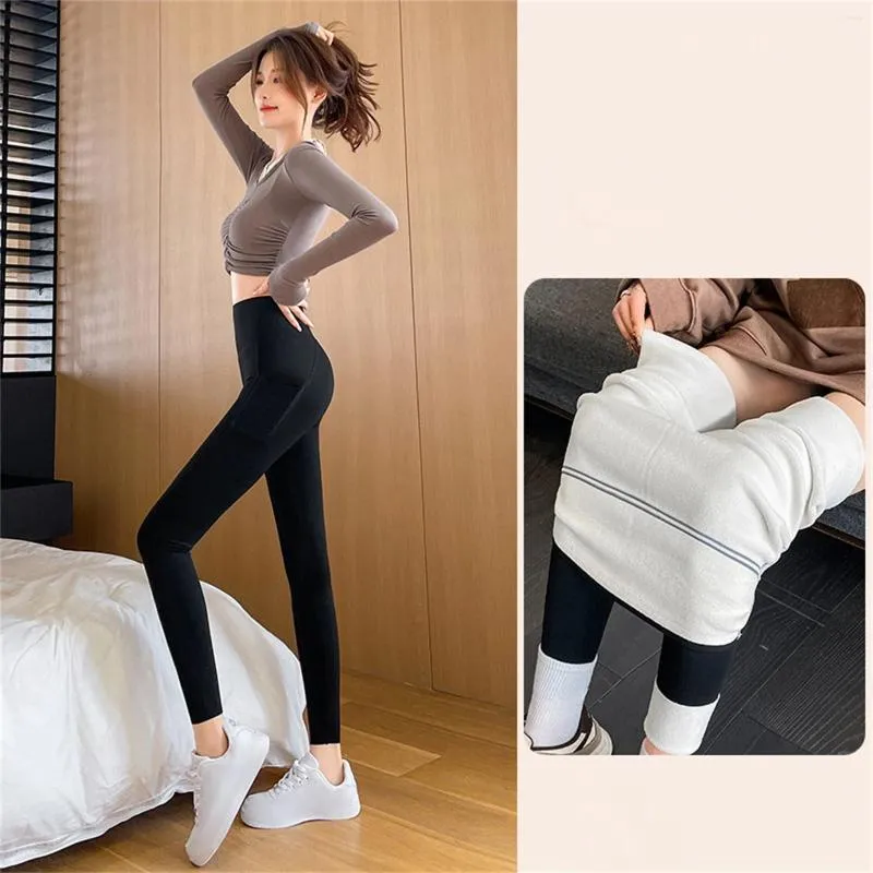 Women's Pants Fashion Women Fleece High Waisted Slim Stretch Yoga Winter Underwear Thermal Men Womens Base Layer