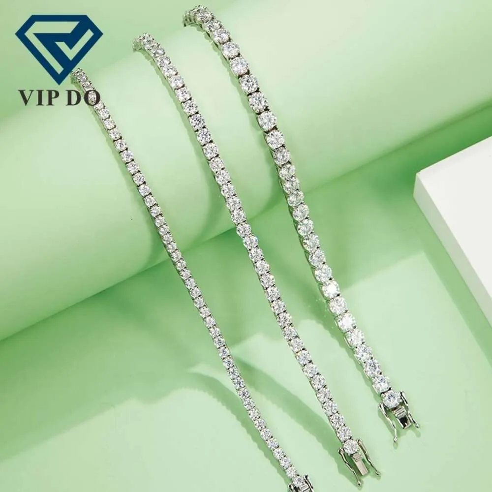 Sier Hip Hop Fijne Sieraden Ronde Briljant Geslepen Moissanite Diamant 3Mm 4Mm 5Mm Tennis Chain Armband voor Mannen En Vrouwen