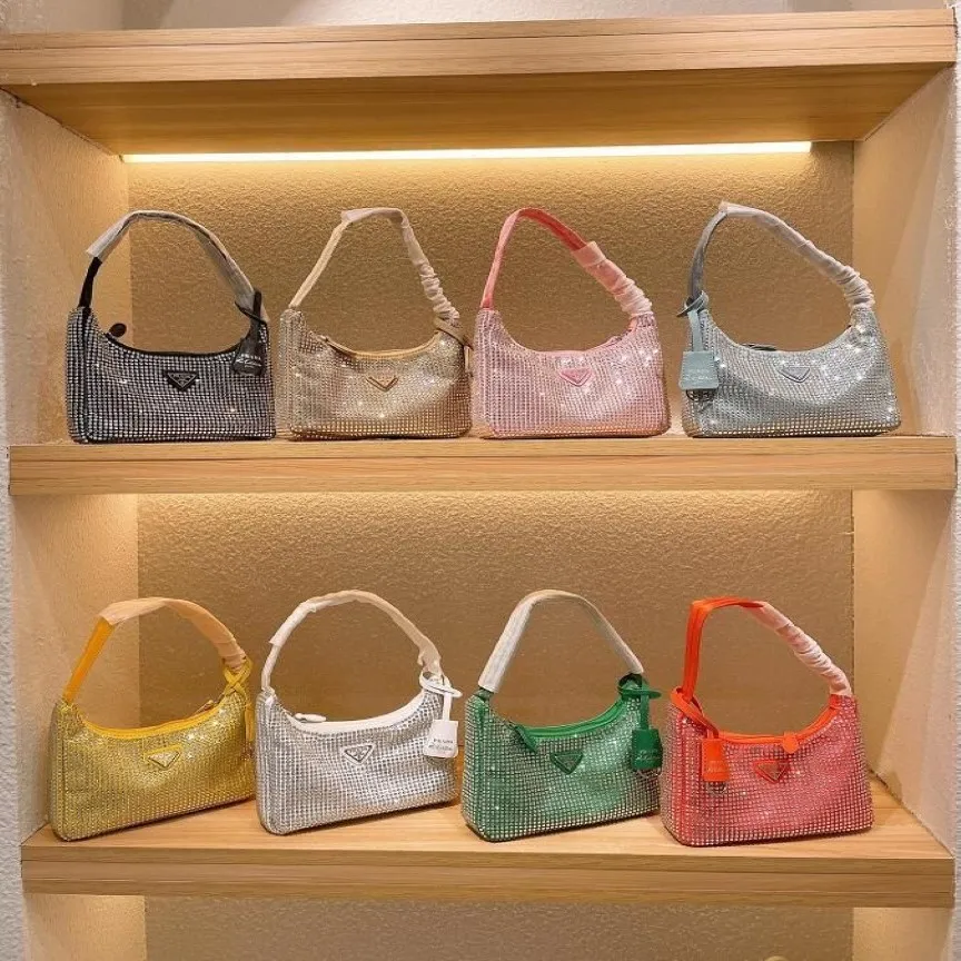 Sac à main de créateur de mode pour femmes, Mini sac à bandoulière en diamant, bâche en nylon importé de haute qualité, multicolore 21cm230b