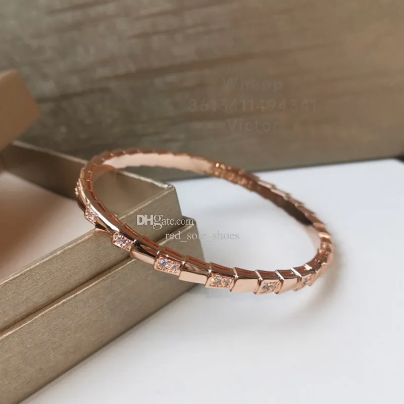 Serpentine schaal ontwerper enkele armband voor vrouw diamant Verguld 18K hoogste tegenkwaliteit luxe Nooit vervagen cadeau voor vriendin 013