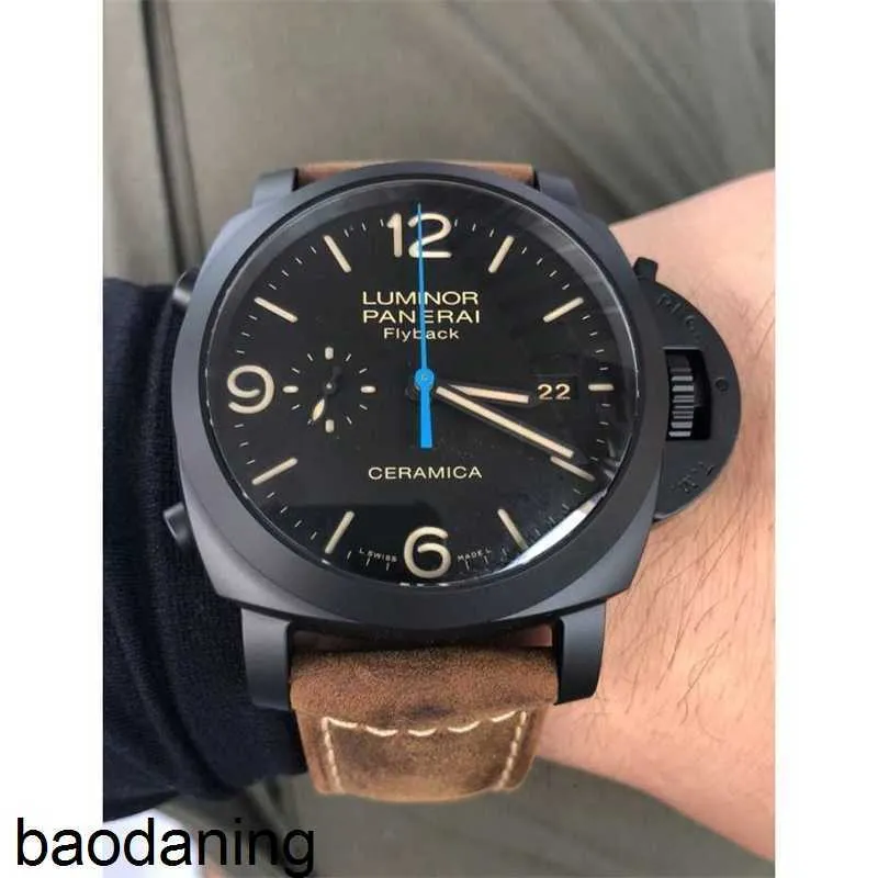 Mens Luxury Panerais Watch Luminor Watches Designer Men Automatisk schweizisk rörelse Storlek 44mm läderband Business Wristwatch