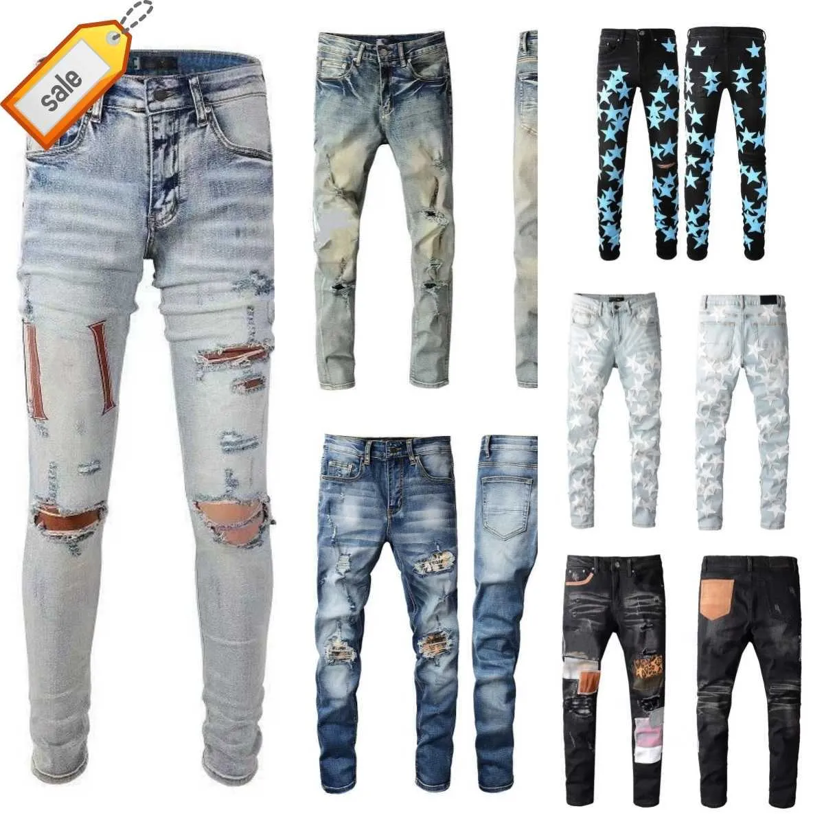 Herrdesigner jeans kvinnor män byxor lång flodhäst klistermärke broderi smal denim rak streetwear mager grossist fode för ungdom l2