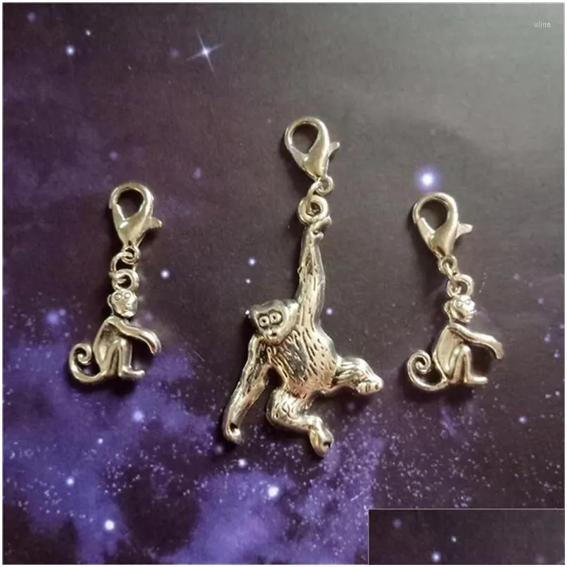 Takılar 3pcs/Charm Monkey Mewelry Maymun Zipper Pl Dostluk Hediyesi Hayvan Karikatür Kolye DIY Damla Teslimat Bulguları için Dh9ge