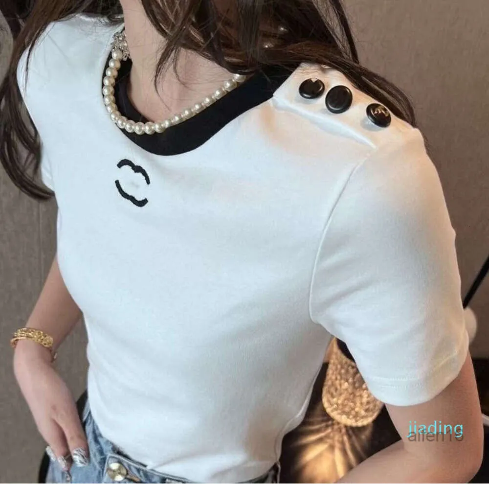 Womens T Shirt Designer for Letter and Dot Fashion Tshirt with Embroidered Summer Short Sleeved Tops Tee Woman Sex appeal