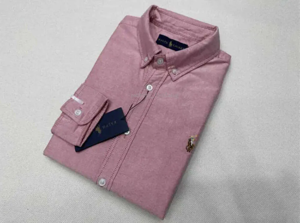 2024 MENS CASUAL POLO RALPH Lång ärmfjäder och höstverksamhet Cotton Oxford Non Iron Slim Paul Formell skjorta Högkvalitativ rörelse Aktuell 1166ESS