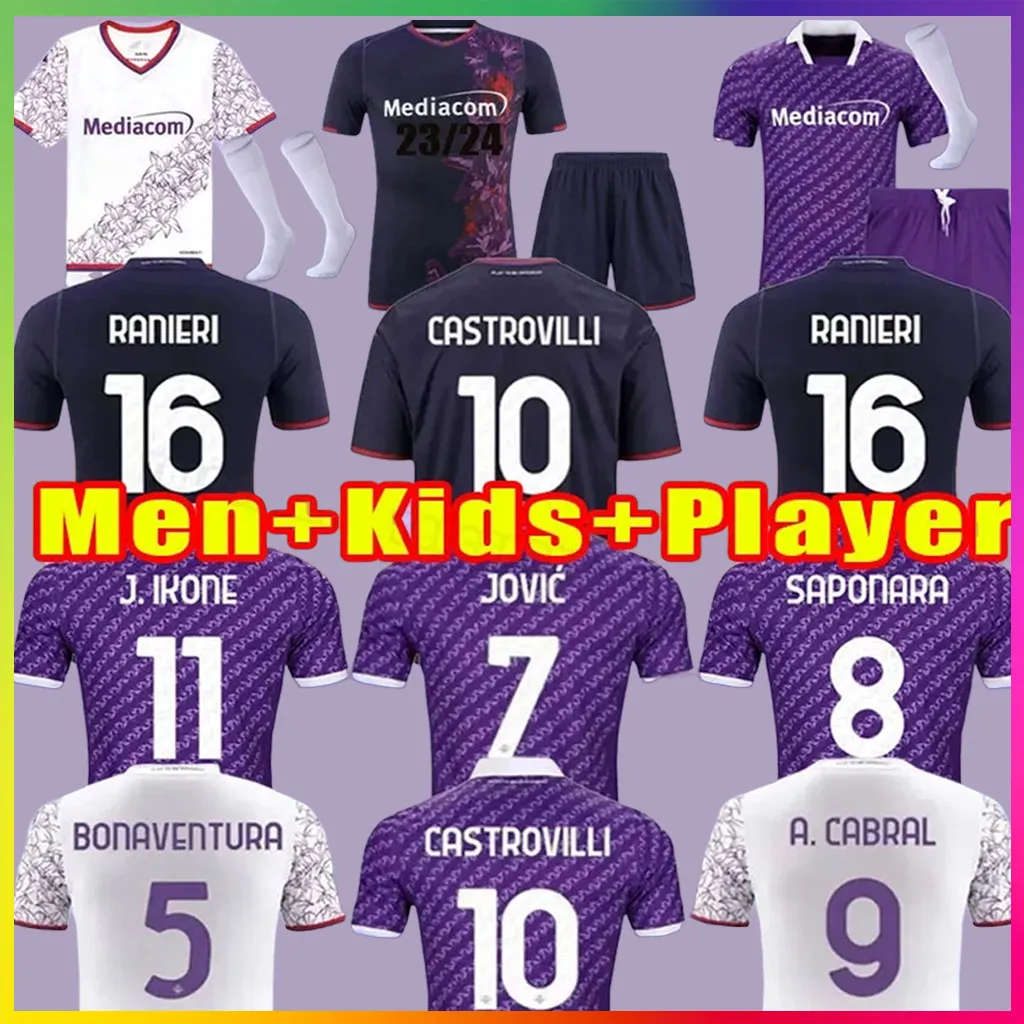 23 24 ACF Fiorentina Fußballtrikots 2023 Florenz MILENKOVIC JOVIC A. CABRAL CASTROVILLI Trikot J. IKONE CHIESA AMRABAT CALLEJON Fußballuniform 2024 Herren Kinder