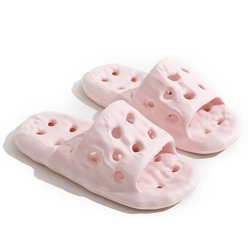 Holes Flats Slippers For Mens Womens Rubber Sandals summer beach bath pool shoes pink