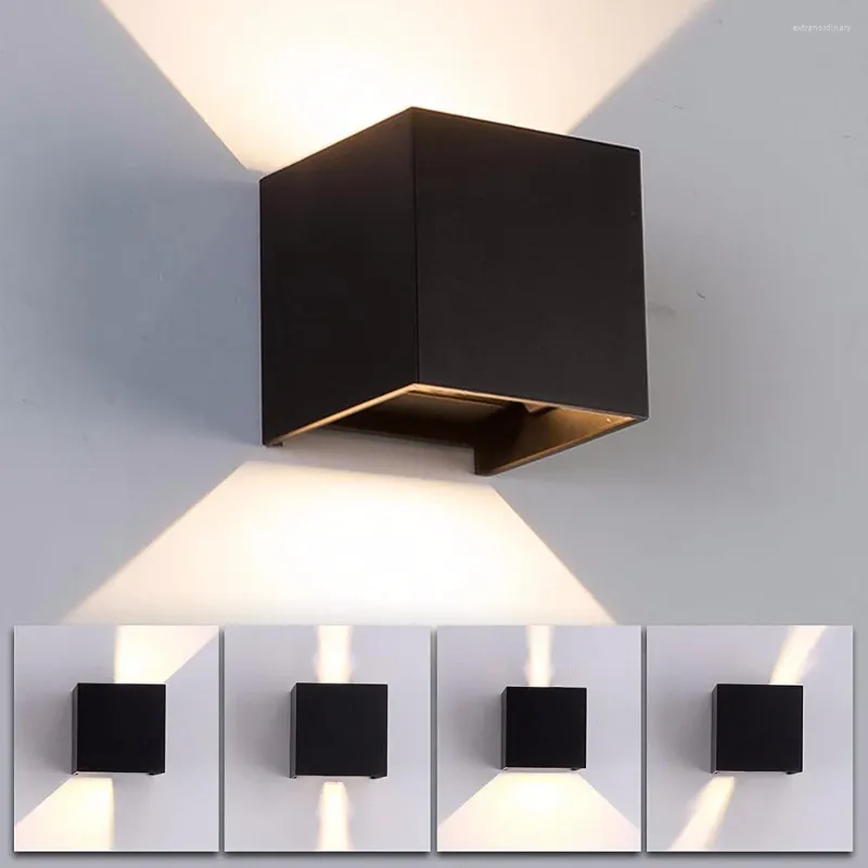 Vägglampa modern justerbar upp ner sconce vattentät utomhus 6W LED Garden Cube aluminiumljus