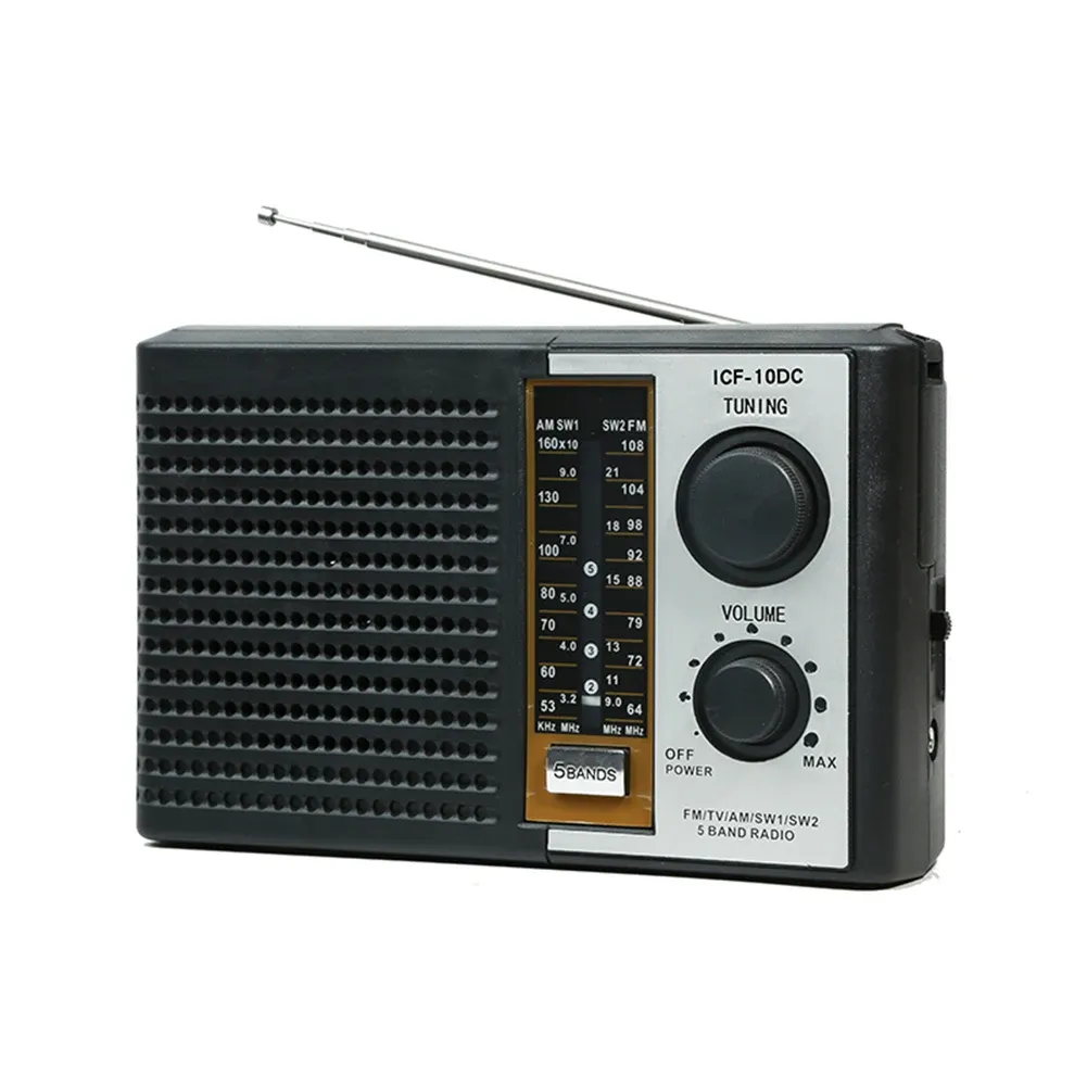 Radio Radio Player AM FM Radio AC Powered Full 5 Band Radio TF Card/U Disk med bästa mottagning Big högtalare AM/FM/TV/SW1/SW2 för senior