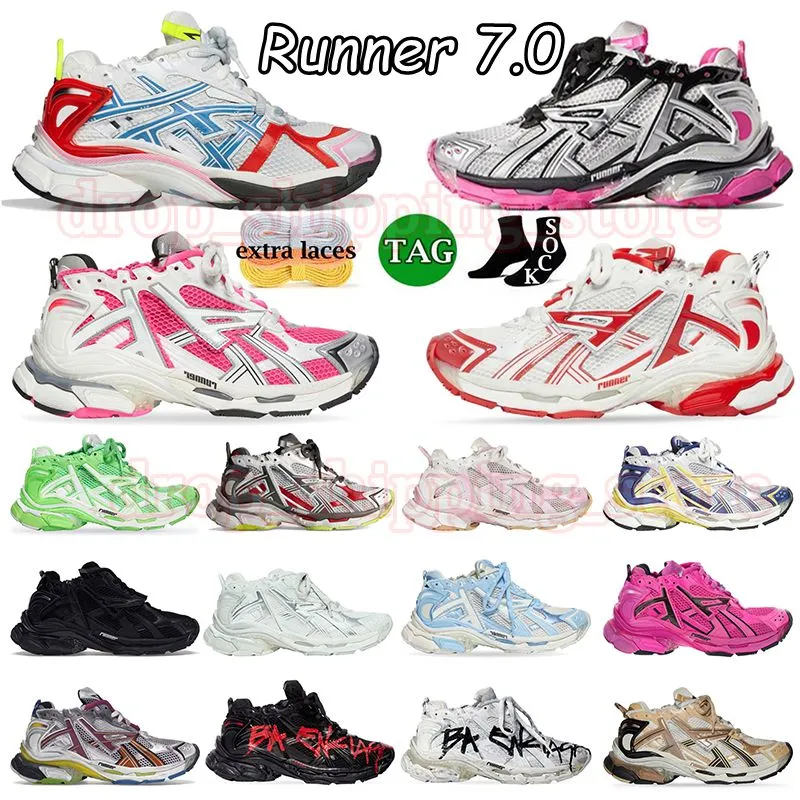 Dress shoes Track Runner 7.0 Luxury Loafers Platform Trainers BURGUNDY Deconstruction Graffiti white black pink Leather Neon Yellow Paris Runners 7 jogging hiking