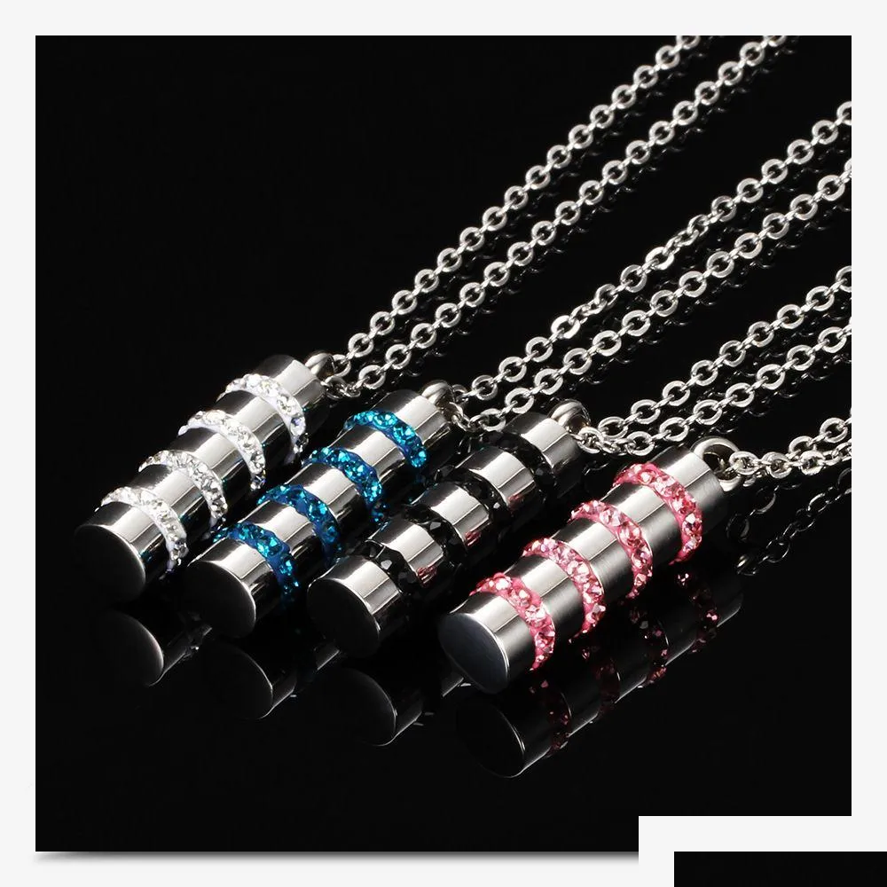 Pendanthalsband Fashion Titanium Steel Five-Ring Mti Color Diamond Stick Chain Halsband Rostfri SteelJewelry gåvor för män och W Dheof