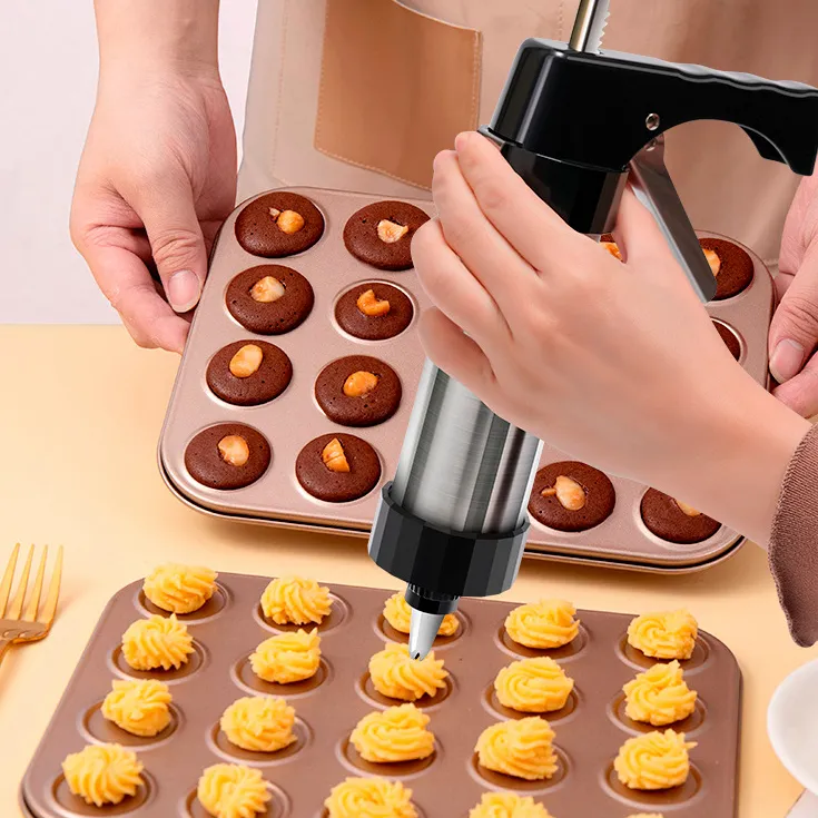 Pistolet Presse à Biscuits Professionnel Avec 20 Moules Fleurs – Kit DIY Pâtisserie En Inox, Facile Et Fun Pour Gâteaux & Cookies