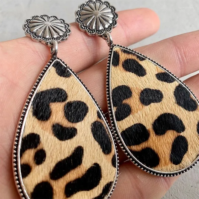 Dangle Earrings Leopard Teardrop Genuine Leather For Women Hair Cow Pattern Water Drop Pumpkin Flower Earring Jewelry Accessoriess Gift