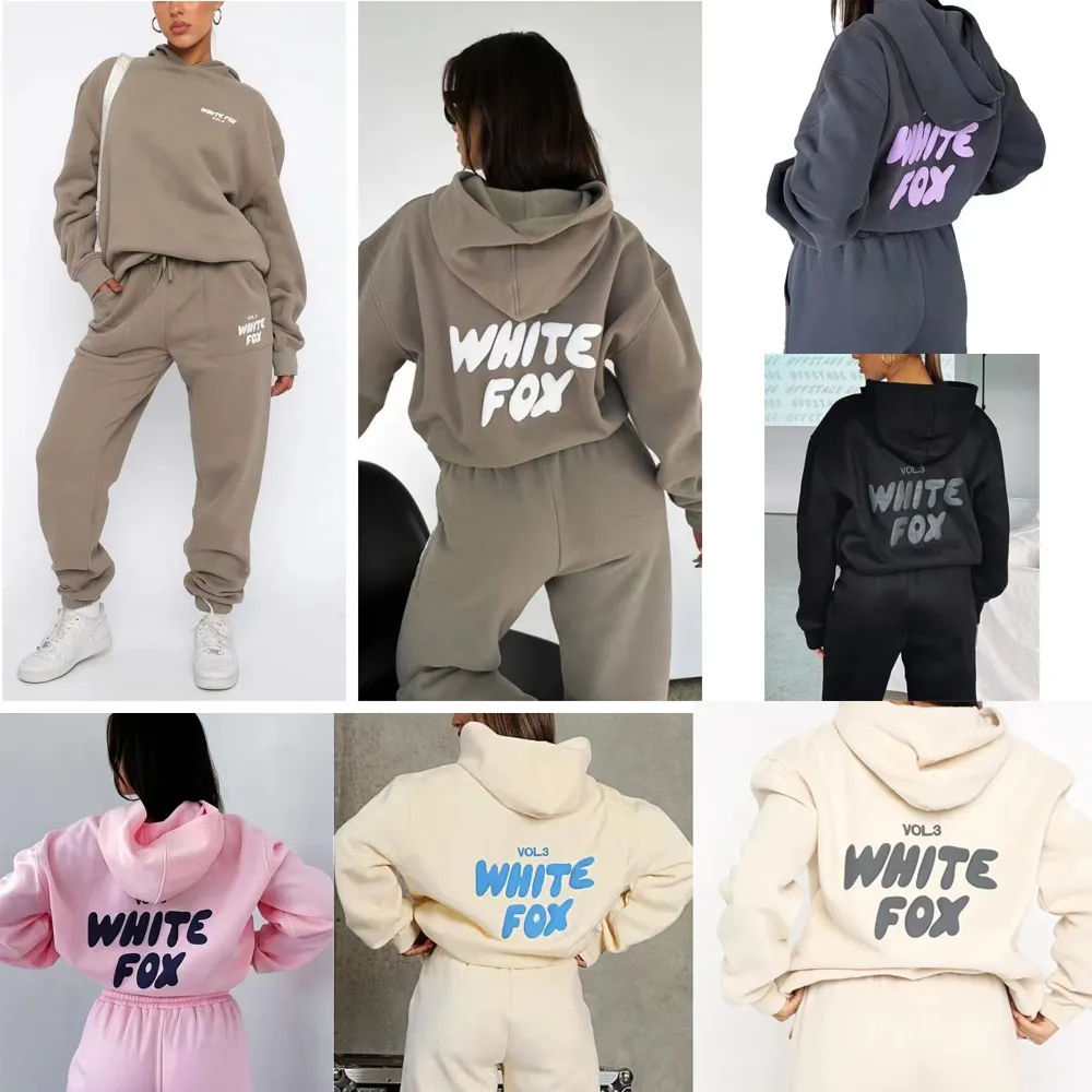 White Fox Tracksuit Woman Bluza Kobiety projektantka mody American Fashion Hoodie Autumn/Winter Growed White Fox Set Sports